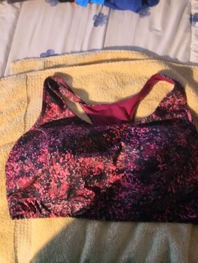 Women's Pink & Black Sports Bra - Racerback Support